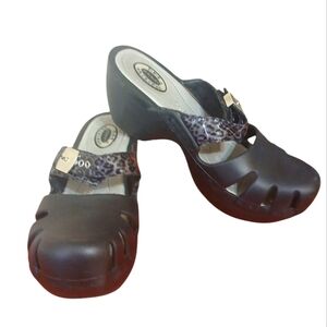 Dr. Scholl's Dance On Black Platform Clog Sandal Womens size 10